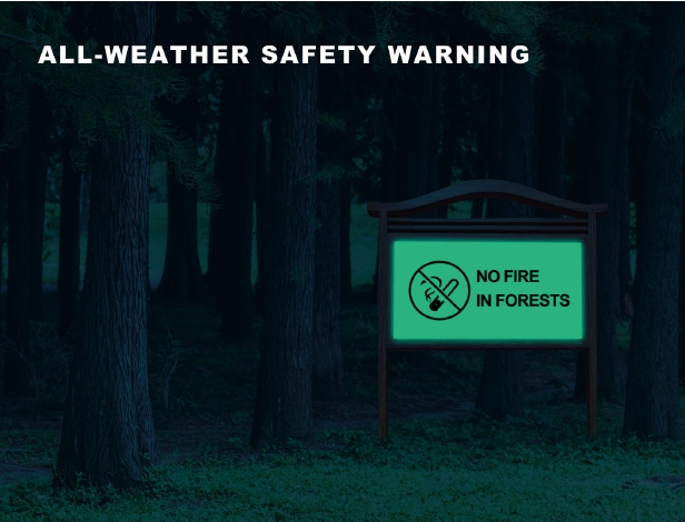 Inorganic Light Storage Self-luminous Warning Sign in Forest And Scenic